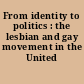From identity to politics : the lesbian and gay movement in the United States