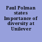 Paul Polman states Importance of diversity at Unilever /