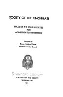 Society of the Cincinnati : rules of the state societies for admission to membership /