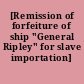 [Remission of forfeiture of ship "General Ripley" for slave importation]