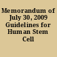 Memorandum of July 30, 2009 Guidelines for Human Stem Cell Research.