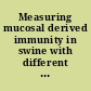 Measuring mucosal derived immunity in swine with different vitamin A status to yield biomarkers of human nutrient/disease interactions ... annual report.