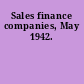 Sales finance companies, May 1942.