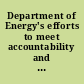 Department of Energy's efforts to meet accountability and performance reporting objectives of the American Recovery and Reinvestment Act