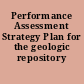 Performance Assessment Strategy Plan for the geologic repository program.