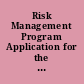 Risk Management Program Application for the Component Test Capability