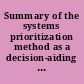 Summary of the systems prioritization method as a decision-aiding method for the waste isolation pilot plant