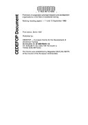 Promotion of Cooperation amongst Research and Development Organizations in the Field of Vocational Training. Working Meeting Papers (Berlin, West Germany, September 11-12, 1986). First Edition. CEDEFOP Document