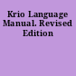 Krio Language Manual. Revised Edition
