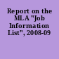 Report on the MLA "Job Information List", 2008-09