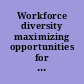 Workforce diversity maximizing opportunities for the 21st century workshop /