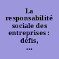 La responsabilité sociale des entreprises : défis, risques et nouvelles pratiques /