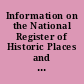Information on the National Register of Historic Places and the Colorado State Register of Historic Properties.