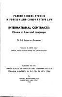 International contracts: choice of law and language /