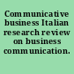 Communicative business Italian research review on business communication.