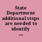 State Department additional steps are needed to identify potential barriers to diversity : report to congressional requesters /