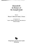 Festschrift in honor of Sir Joseph Gold /