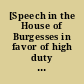 [Speech in the House of Burgesses in favor of high duty on Negroes in order to prevent further importation of slaves]