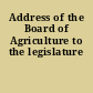 Address of the Board of Agriculture to the legislature