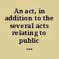 An act, in addition to the several acts relating to public worship, and religious freedom
