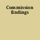 Commission findings