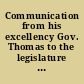 Communication from his excellency Gov. Thomas to the legislature of Maryland enclosing statements in regard to the re-capture of fugitive slaves.