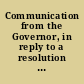 Communication from the Governor, in reply to a resolution of the Senate, relative to the Ohio Turnpike Company