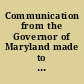 Communication from the Governor of Maryland made to the President of the United States in pursuance of an act of assembly of 1838, in relation to the Chesapeake and Ohio Canal.
