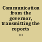 Communication from the governor, transmitting the reports of the commissioners appointed to settle with the sureties on the bonds of B.D. Peck, late state treasurer