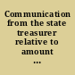 Communication from the state treasurer relative to amount of tax paid by the banks of this state, &c., &c