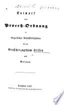 Entwurf einer Process- Ordnung in bürgerlichen Rechtsstreitigkeiten für das Grossherzogthum Hessen nebst Motiven