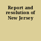 Report and resolution of New Jersey
