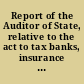 Report of the Auditor of State, relative to the act to tax banks, insurance & bridge companies