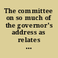 The committee on so much of the governor's address as relates to State Lunatic Hospital, have had the subject under consideration, and respectfully report the accompanying bill