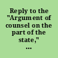 Reply to the "Argument of counsel on the part of the state," in the case of the Providence Bank vs. T.G. Pitman, treasurer, &c. &c
