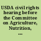 USDA civil rights hearing before the Committee on Agriculture, Nutrition, and Forestry, United States Senate, One Hundred Seventh Congress, second session, September 12, 2000.
