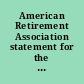 American Retirement Association statement for the record for the Special Committee on Aging hearing on "Women and retirement: unique challenges and opportunities to pave a brighter future