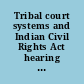 Tribal court systems and Indian Civil Rights Act hearing before the Select Committee on Indian Affairs, United States Senate, One Hundredth Congress, second session on to provide an overview of the status of tribal courts in today's legal system, January 22, 1988, Washington, DC.
