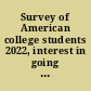 Survey of American college students 2022, interest in going to law school.