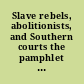 Slave rebels, abolitionists, and Southern courts the pamphlet literature /