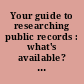 Your guide to researching public records : what's available? How do I find it?.