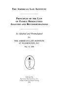 Principles of the law of family dissolution : analysis and recommendations /