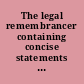 The legal remembrancer containing concise statements of the law as it now is, on subjects of general importance, particularly adapted to the State of New York /