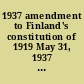 1937 amendment to Finland's constitution of 1919 May 31, 1937 : Number 249, Law, the Parliament's changes of the title of Chapter 6, as well as the adding of items to Parliament's 83rd amendment.