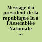 Message du president de la republique lu à l'Assemblée Nationale le 3 octobre 1963