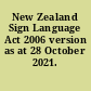 New Zealand Sign Language Act 2006 version as at 28 October 2021.