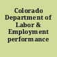 Colorado Department of Labor & Employment performance plan.