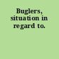 Buglers, situation in regard to.