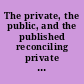 The private, the public, and the published reconciling private lives and public rhetoric /