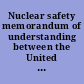 Nuclear safety memorandum of understanding between the United States of America and Australia signed at Vienna, September 30, 2008.